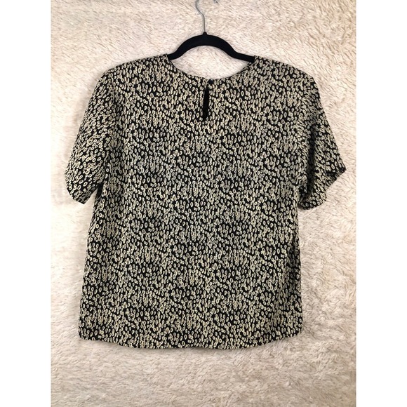 Ship'n Shore Womens Basic Blouse Black‎ Abstract Print Short Sleeve Crew Neck M - Picture 5 of 11